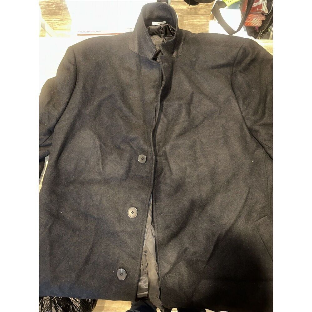 Nordstrom 3-Button Man's Lined Dress Jacket Coat Black Wool Size 2XL. NWOT. 15